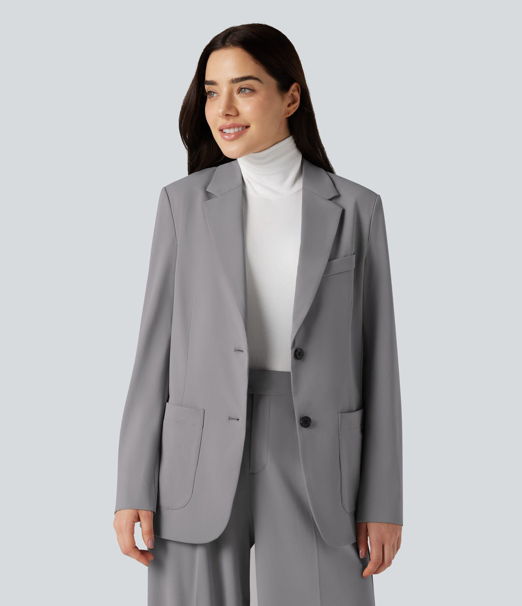 Blazer de travail col cranté infroissable à manches longues Halara Flex™ Suit avec poches
