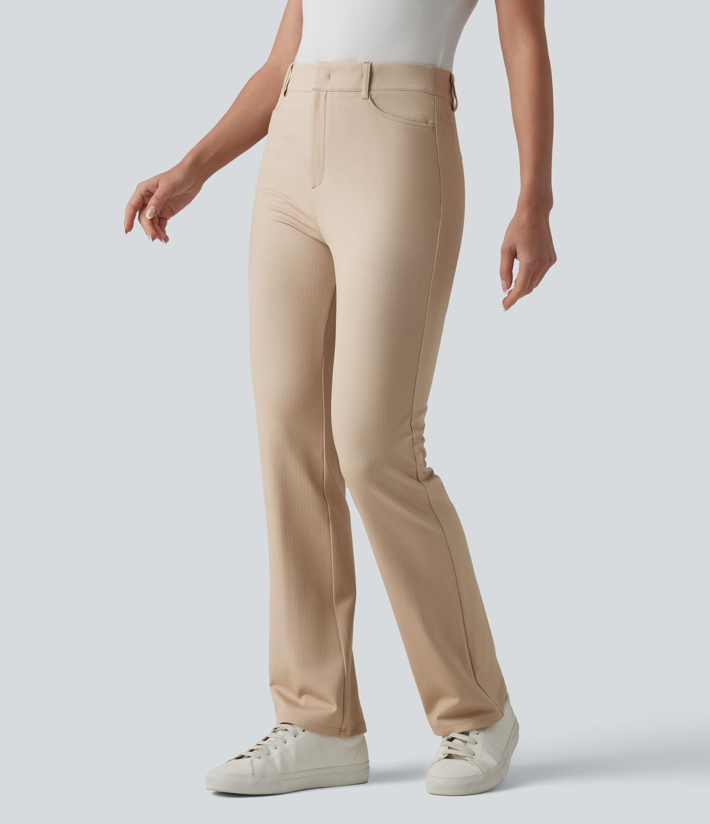 Halara Flex™ Pantalon tailleur bootcut taille haute à chevrons avec poches