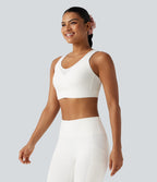 Brassière de sport d'entraînement maintien fort en mesh contrasté avec boucle ajustable et coussinets non amovibles
