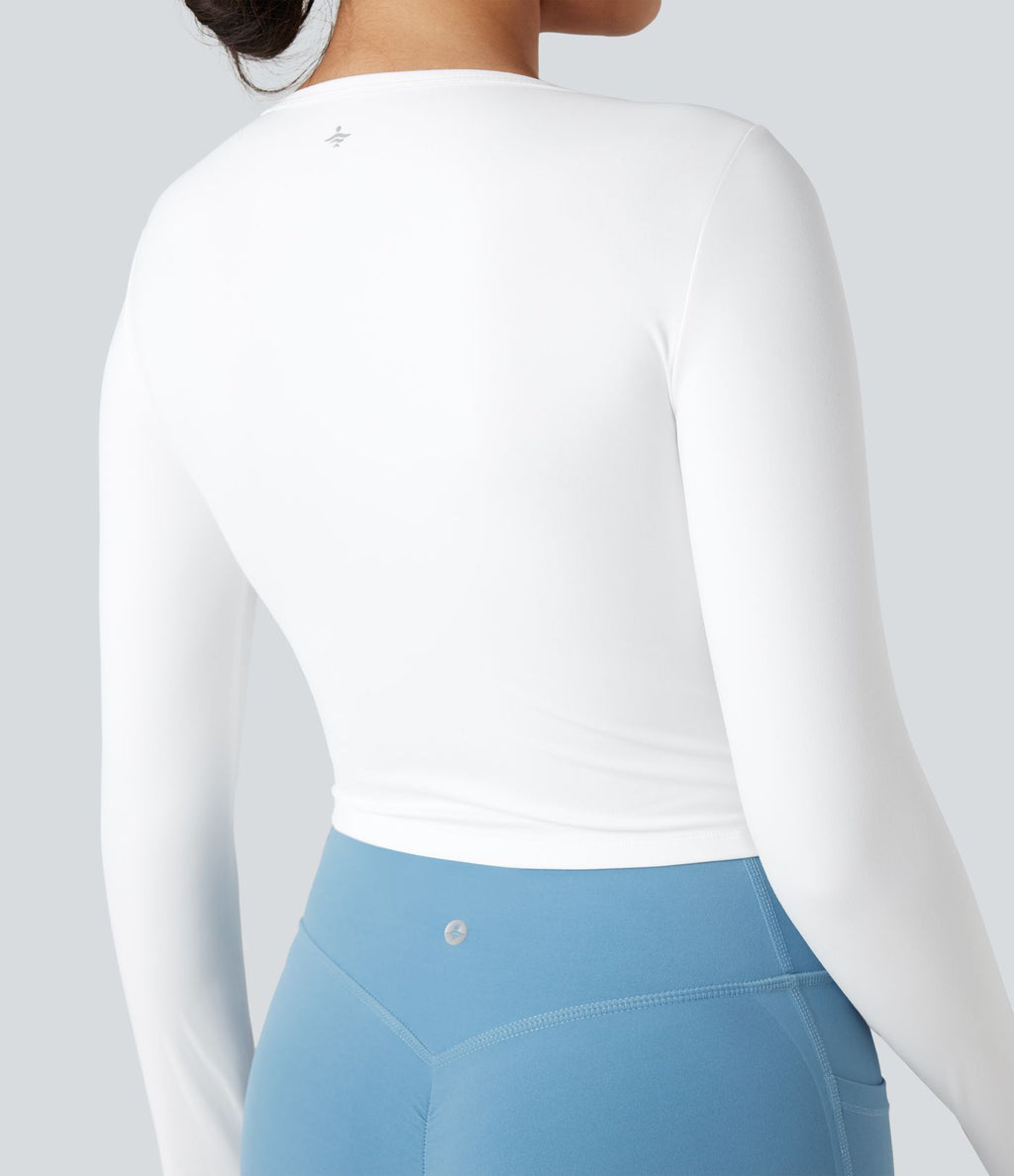 Tops de sport yoga SoftlyZero™ Plush manches longues avec trous pouces
