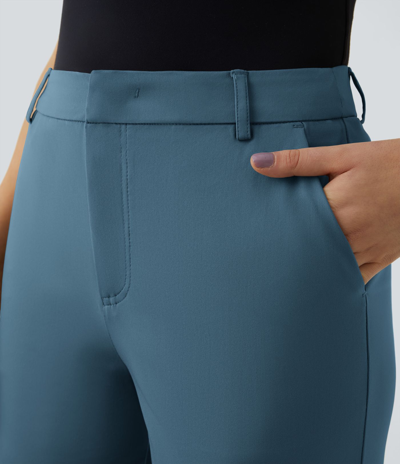 Pantalon de travail Halara Flex™ droit, taille mi-haute, avec poches