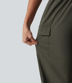 Pantalon cargo casual droit taille mi-haute avec cordon de serrage et poches