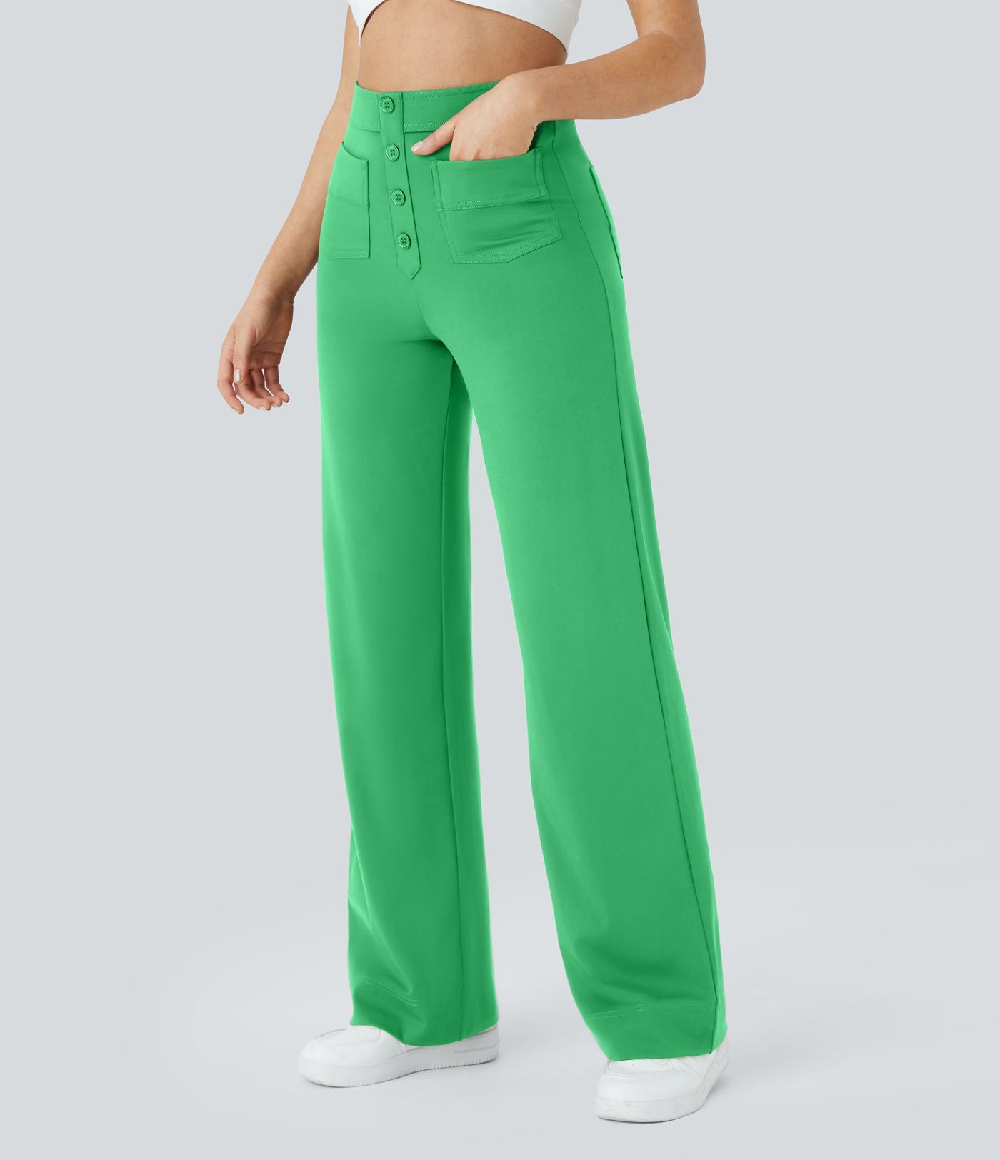 Pantalon taille haute coupe droite DayStretch avec poches