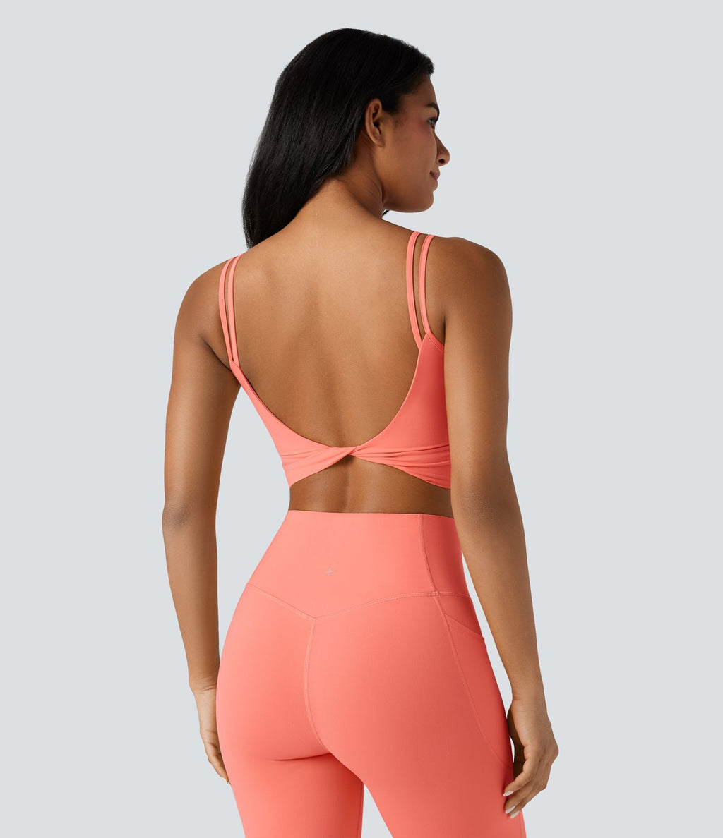 Débardeur yoga court Halara UltraSculpt™ double bretelles torsadé dos nu