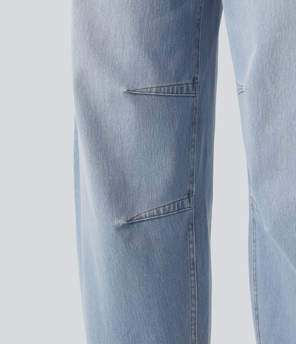 Jean Barrel 7/8 décontracté taille mi-haute avec poches Halara Flex™
