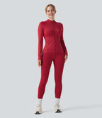 OneForm Seamless Flow Veste yoga zippée froncée à manches longues