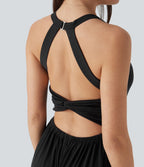 Combinaison décontractée dos nu torsadée large fluide avec brassière intégrée et poches - Easy Peasy Edition