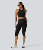 Brassière de running maintien léger frais au toucher à séchage rapide avec encolure arrondie, découpe, coussinets amovibles et protection solaire UPF50+