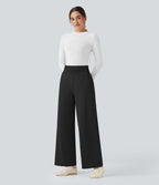 Pantalon polaire coupe droite taille haute avec poches
