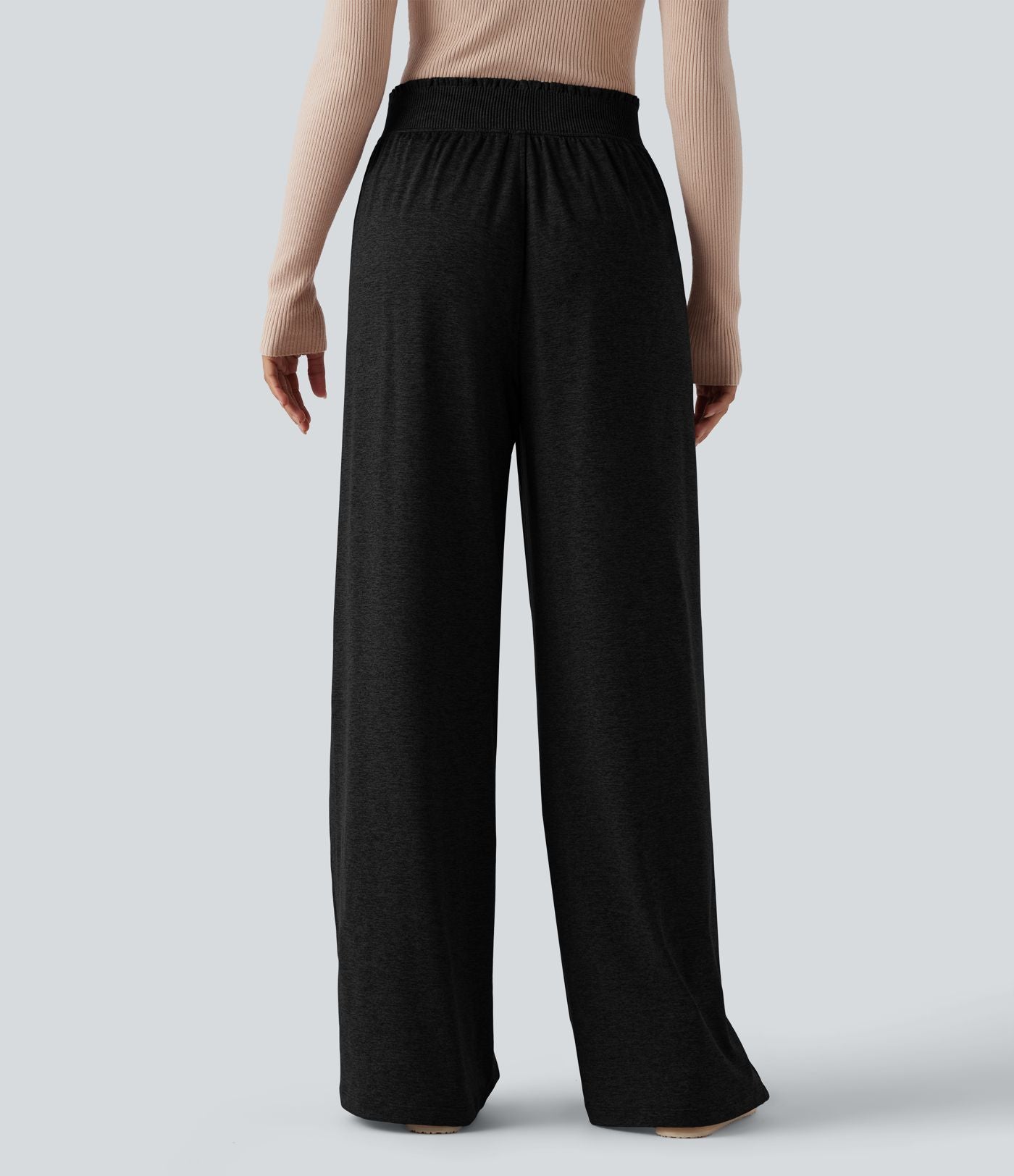 Jogging décontracté thermique large taille haute chiné séchage rapide avec finitions ondulées et poches - UPF40+
