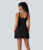 Robe de sport yoga 2-en-1 SoftlyZero™ Plush push-up coques moulées fermeture éclair avec poches édition Easy Peasy E-G