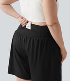 Short de yoga grande taille SoftlyZero™ Airy 2-en-1 taille très haute, à effet frais InstantCool, avec poches, 23 cm