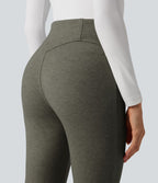 Pantalon  taille haute décontracté évasé côtelé gainant