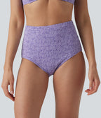 Bas de bikini gainant jacquard taille haute