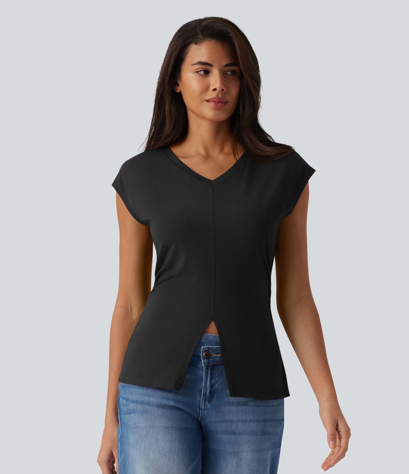 T-shirt casual sans manches col V