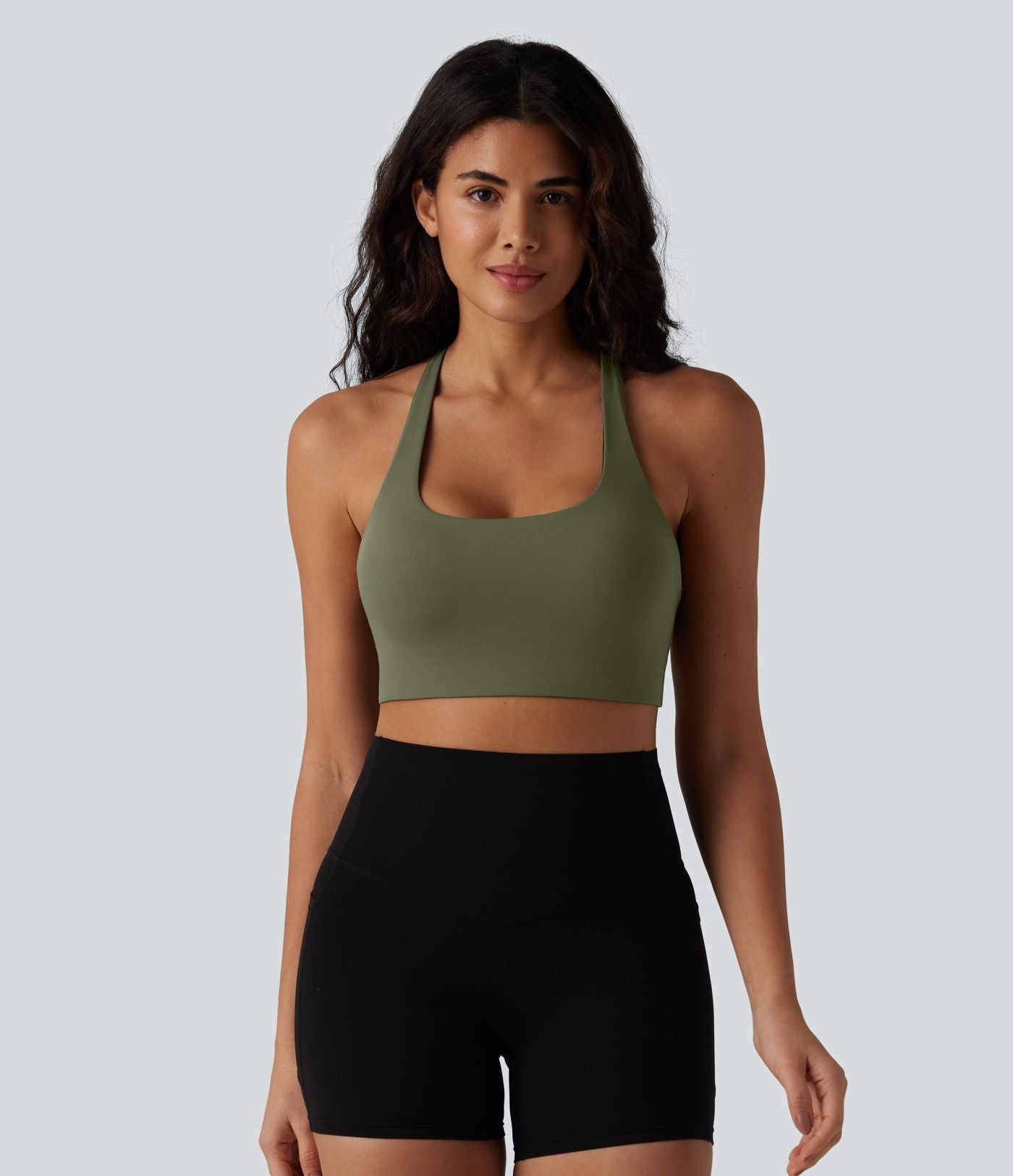 Brassière de sport SoftlyZero™ à maintien léger, dos nu, bretelles réglables, col en U, brassière intégrée bonnets B-DD