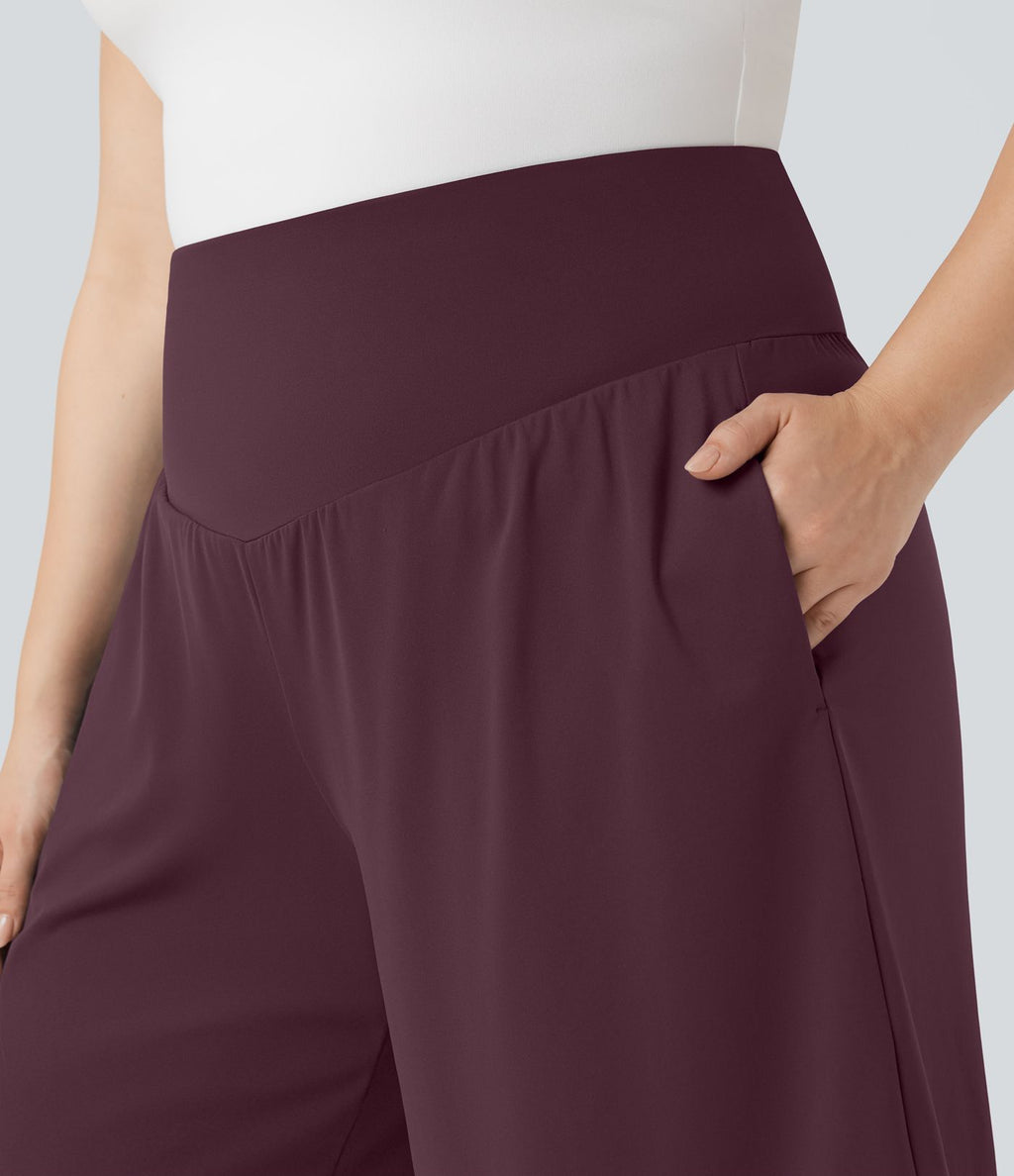 Bermuda de yoga grande taille SoftlyZero™ Airy taille haute effet frais InstantCool avec poches