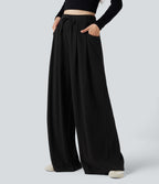 Pantalon baggy côtelé taille ajustable avec cordon de serrage et poches