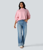 Sweatshirt casual col montant coupe décontractée avec poches