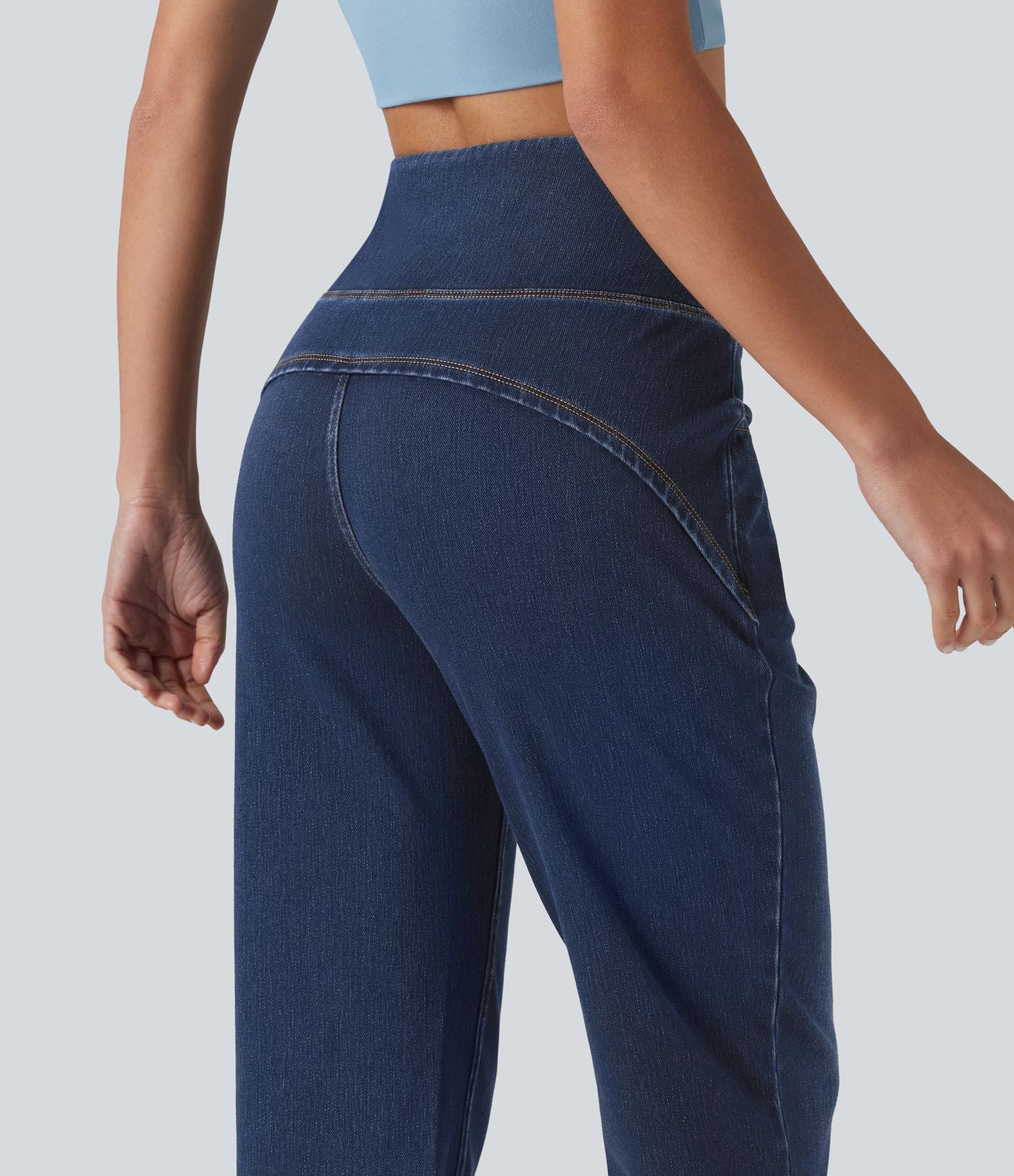 Jean skinny décontracté 7/8 Halara Flex™ taille haute, effet ventre plat, ourlet arrondi et poches