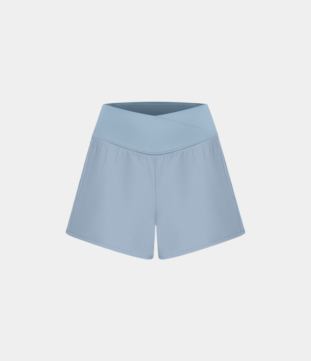 Breezeful™ Shorts 10cm Yoga Séchage Rapide 2 en 1 Taille Haute Poches Latérales Croisées