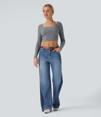 Jean large Halara Flex™ taille basse color block avec poches
