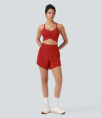Short 2-en-1 de course gainant taille haute avec points réfléchissants, ourlet croisé et séchage rapide 12,5 cm avec poches SoftlyZero™