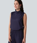 Combinaison mariage et demoiselle d'honneur col montant sans manches coupe droite avec poches - Easy Peasy