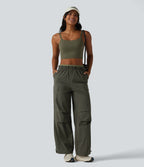 Jogging cargo ample de randonnée taille haute avec poches