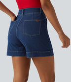 Short en jean casual taille haute Halara Flex™ 12,5 cm avec poches