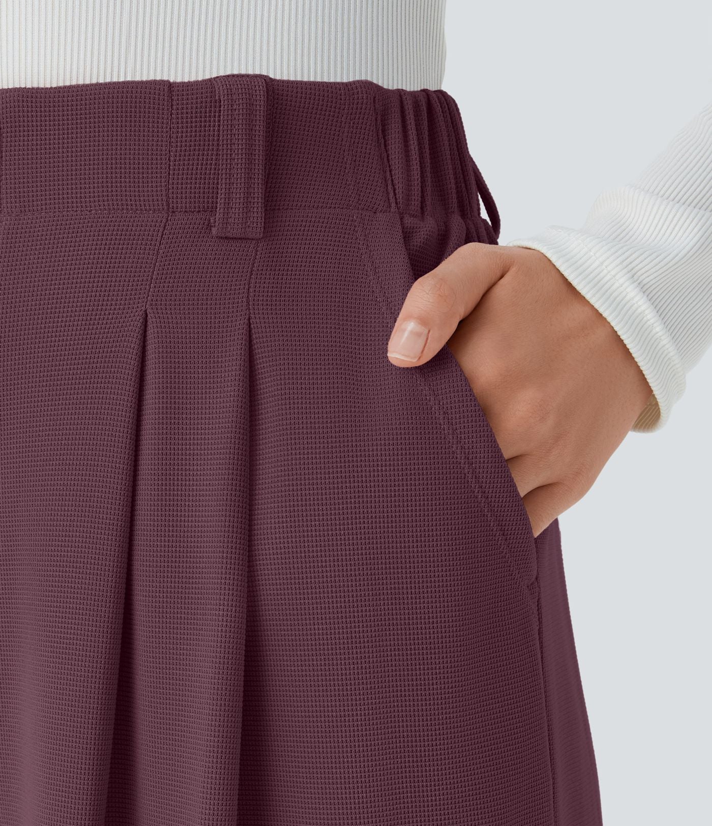 Halara Flex™ Pantalon Tailleur Large Fluide Gaufré Taille Haute Poches Latérales