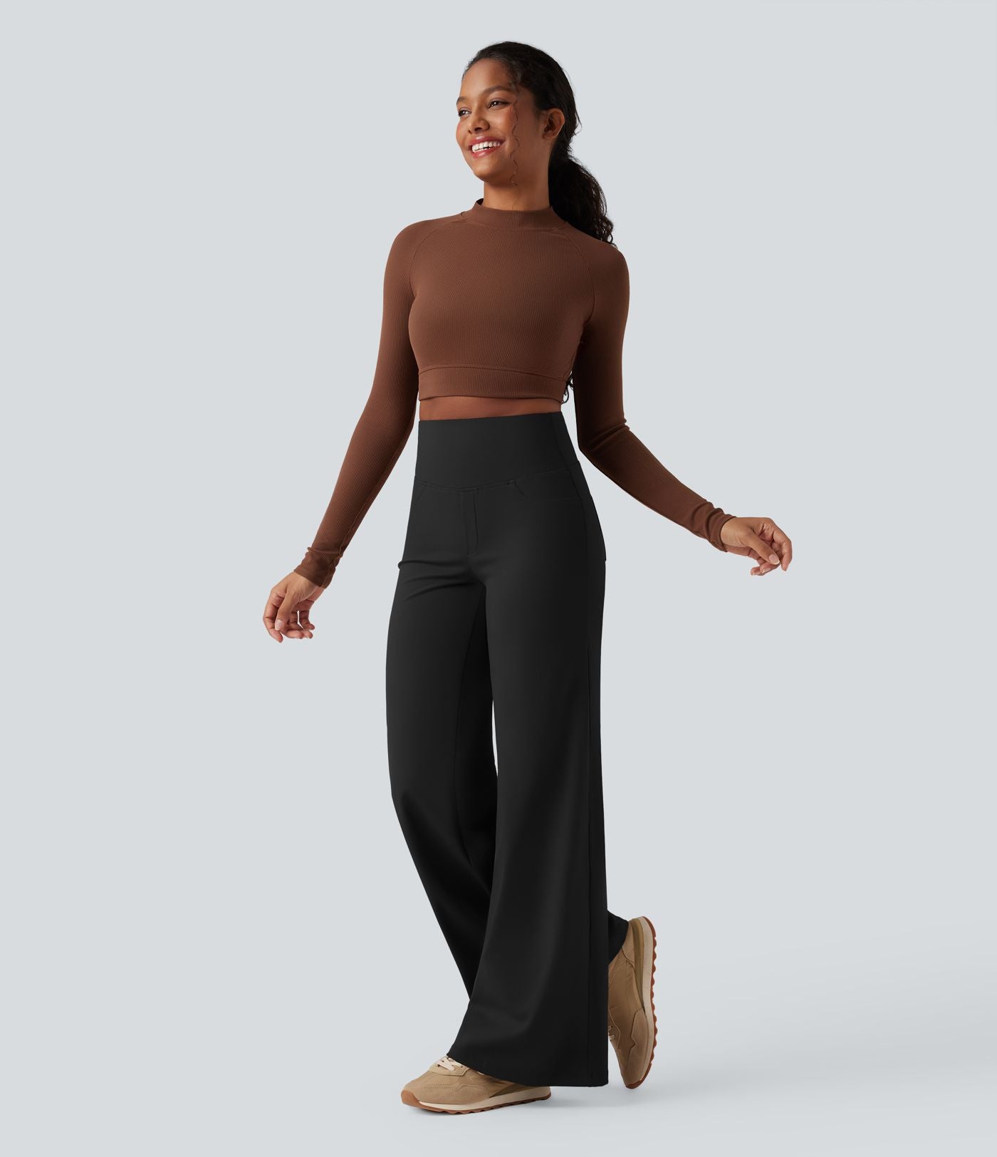 Pantalon yoga large gainant taille haute DayStretch avec poches