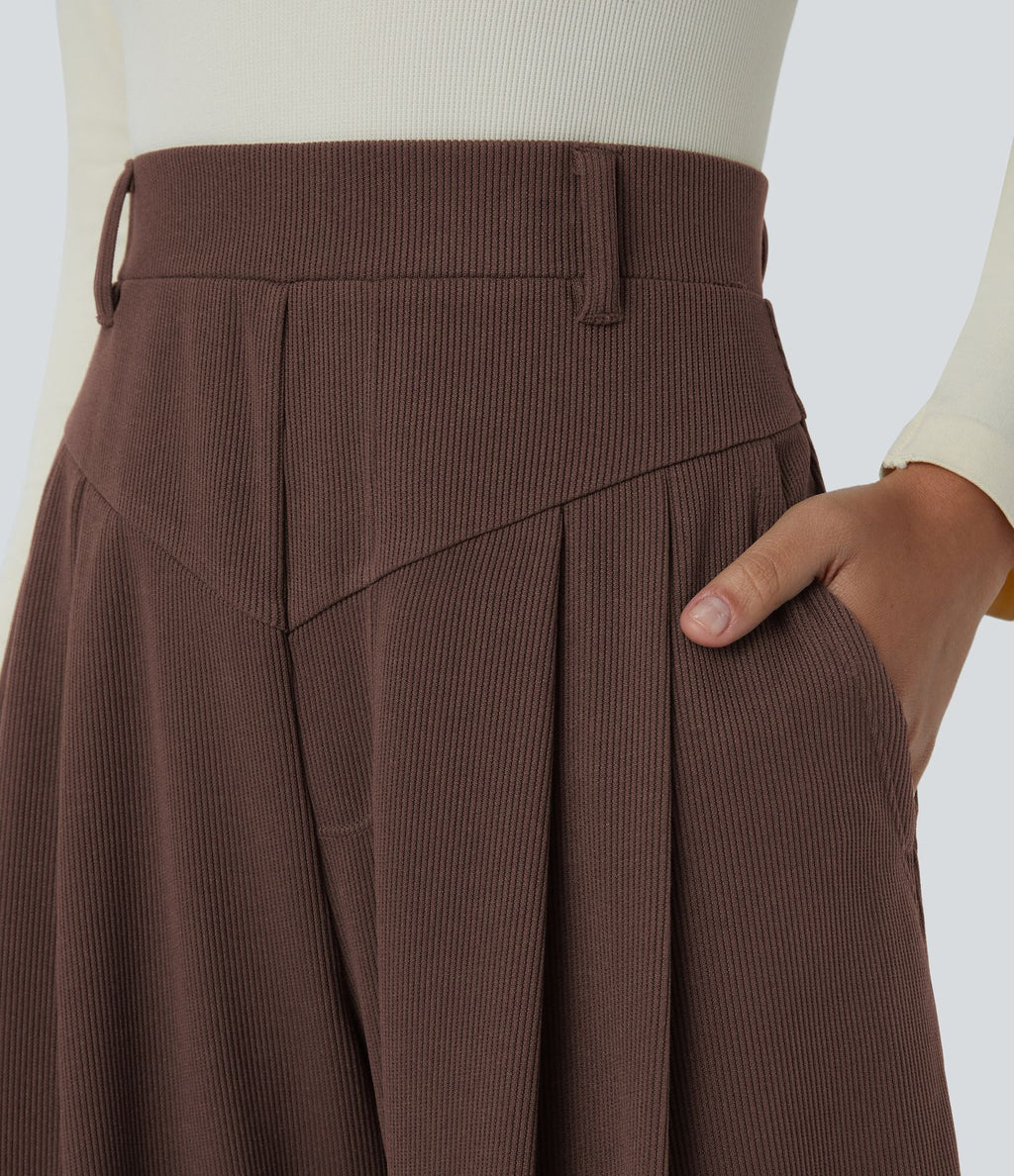 Pantalon de travail Halara Flex™ barrel côtelé, taille haute, avec poches