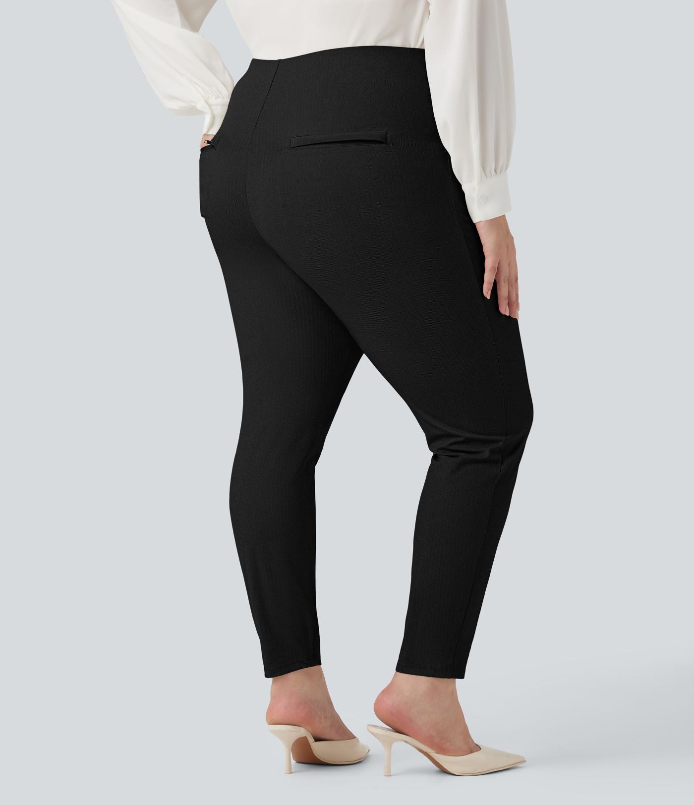 Legging de travail gainant taille haute grande taille motif chevrons avec poches
