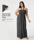 Robe maxi grande taille à col halter avec brassière intégrée, lien noué au dos et poches