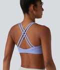 Brassière de sport de yoga froncée soutien-gorge intégré maintien léger