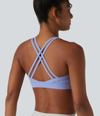 Brassière de sport de yoga froncée soutien-gorge intégré maintien léger