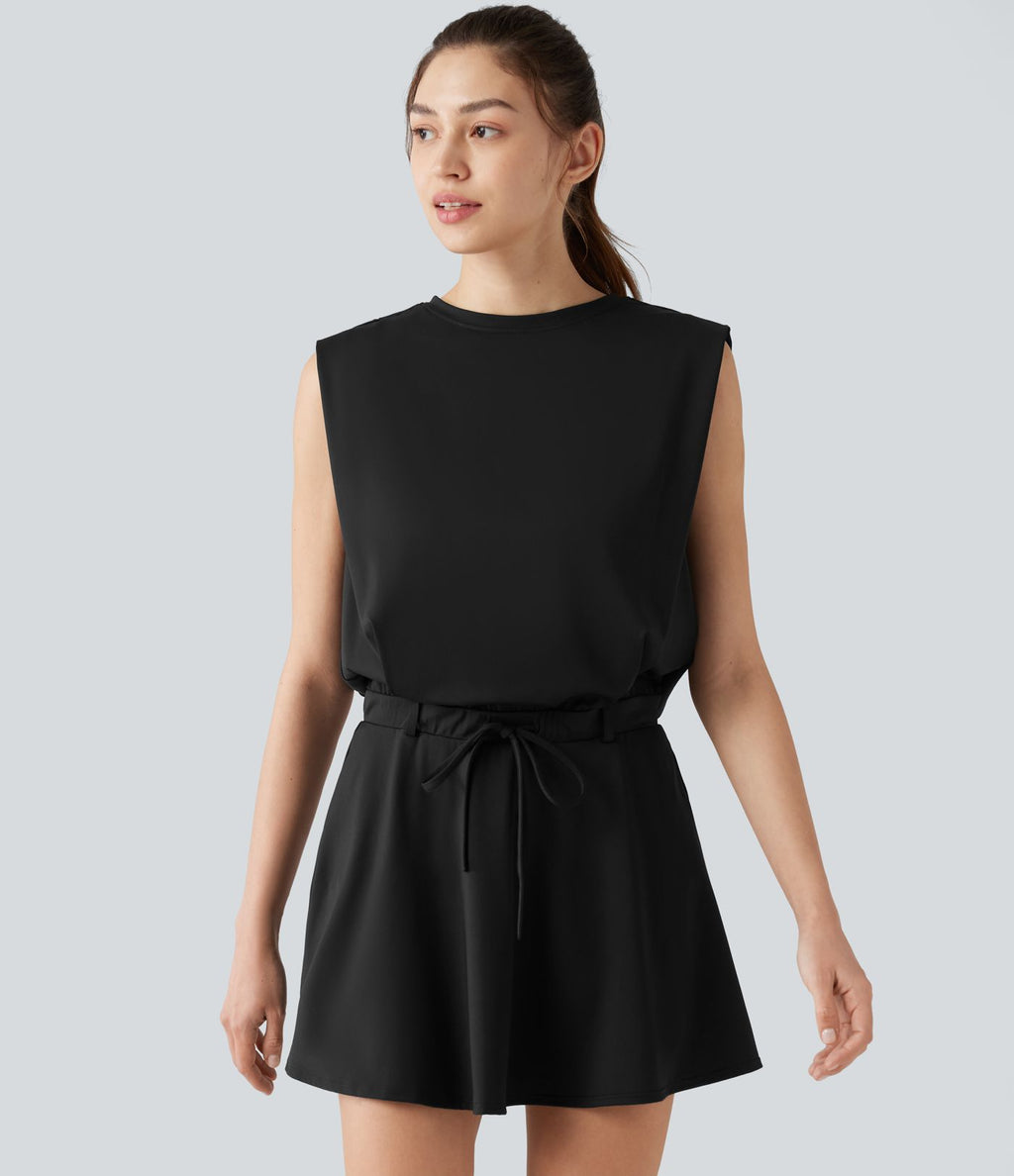 Robe de sport mini SoftlyZero™ Airy effet frais InstantCool sans manches, col rond, cordon ajustable, short amovible avec poches, protection solaire UPF50+