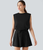 Robe de sport mini SoftlyZero™ Airy effet frais InstantCool sans manches, col rond, cordon ajustable, short amovible avec poches, protection solaire UPF50+