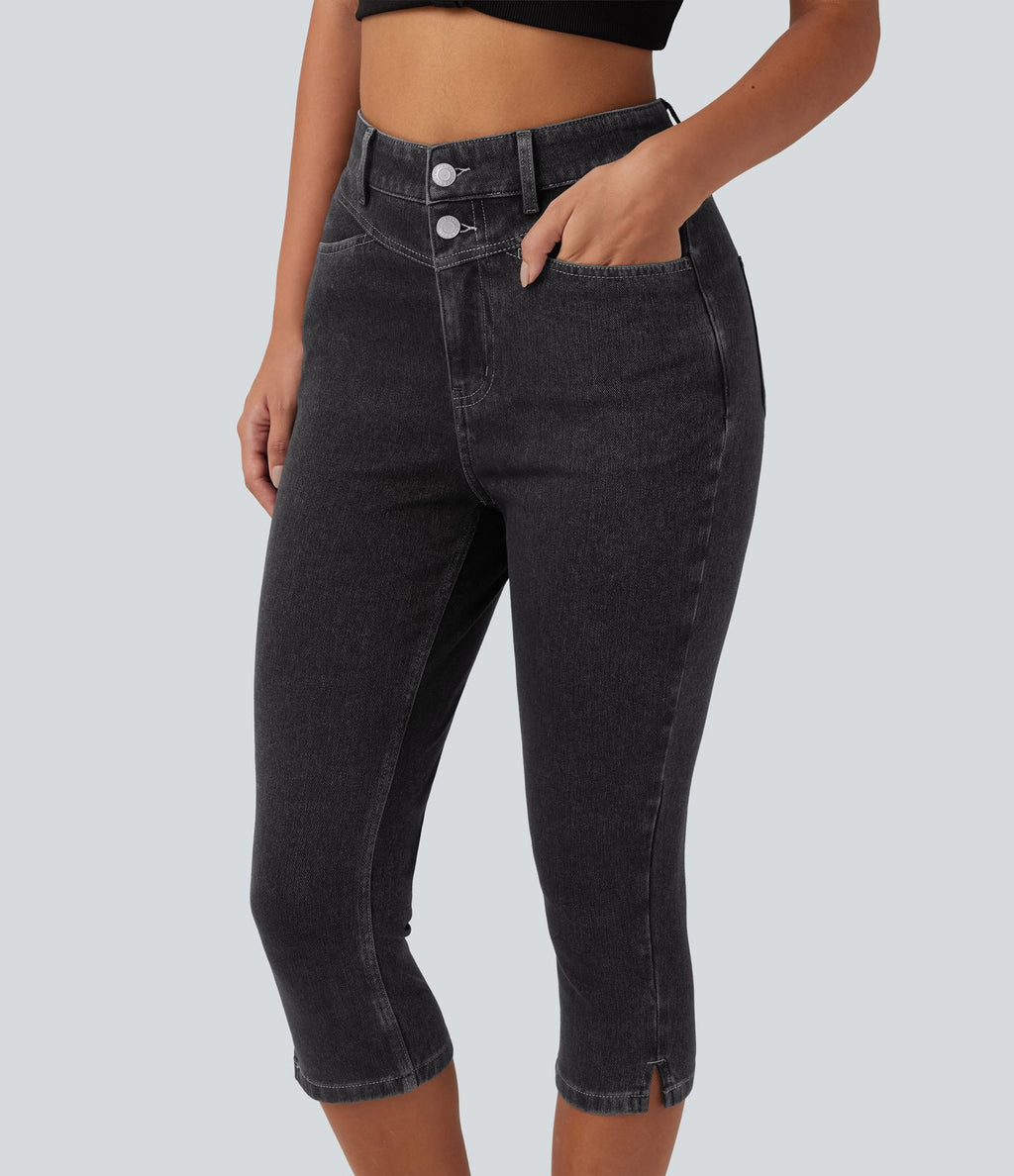 Halara Flex™ Jean slim casual capri taille haute avec fentes et poches