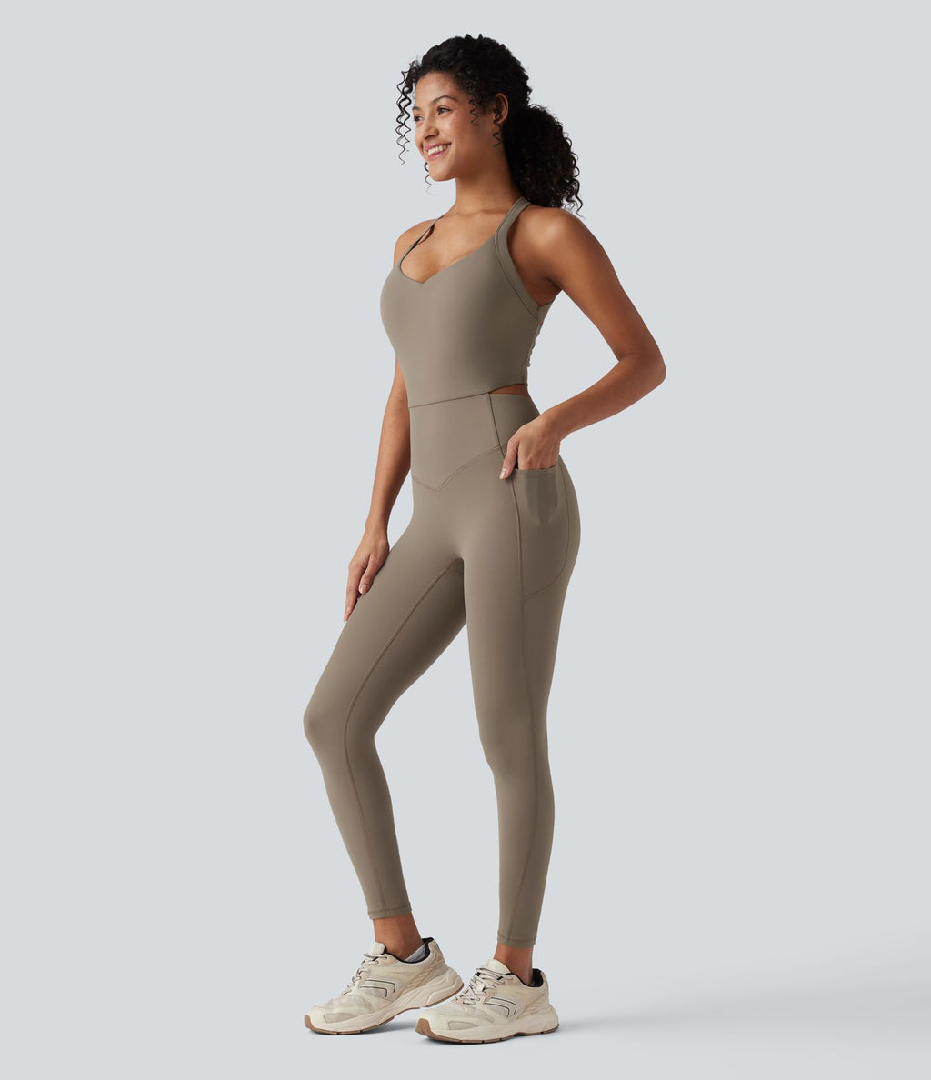 Combinaison d'entraînement gainante Halara UltraSculpt™ avec poches - Édition Easy Peasy - Bonnets E-G