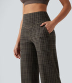 Pantalon de yoga droit Halara UltraSculpt™ taille haute gainant à motif tartan avec poches