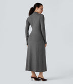 Robe mi-longue col montant manches longues