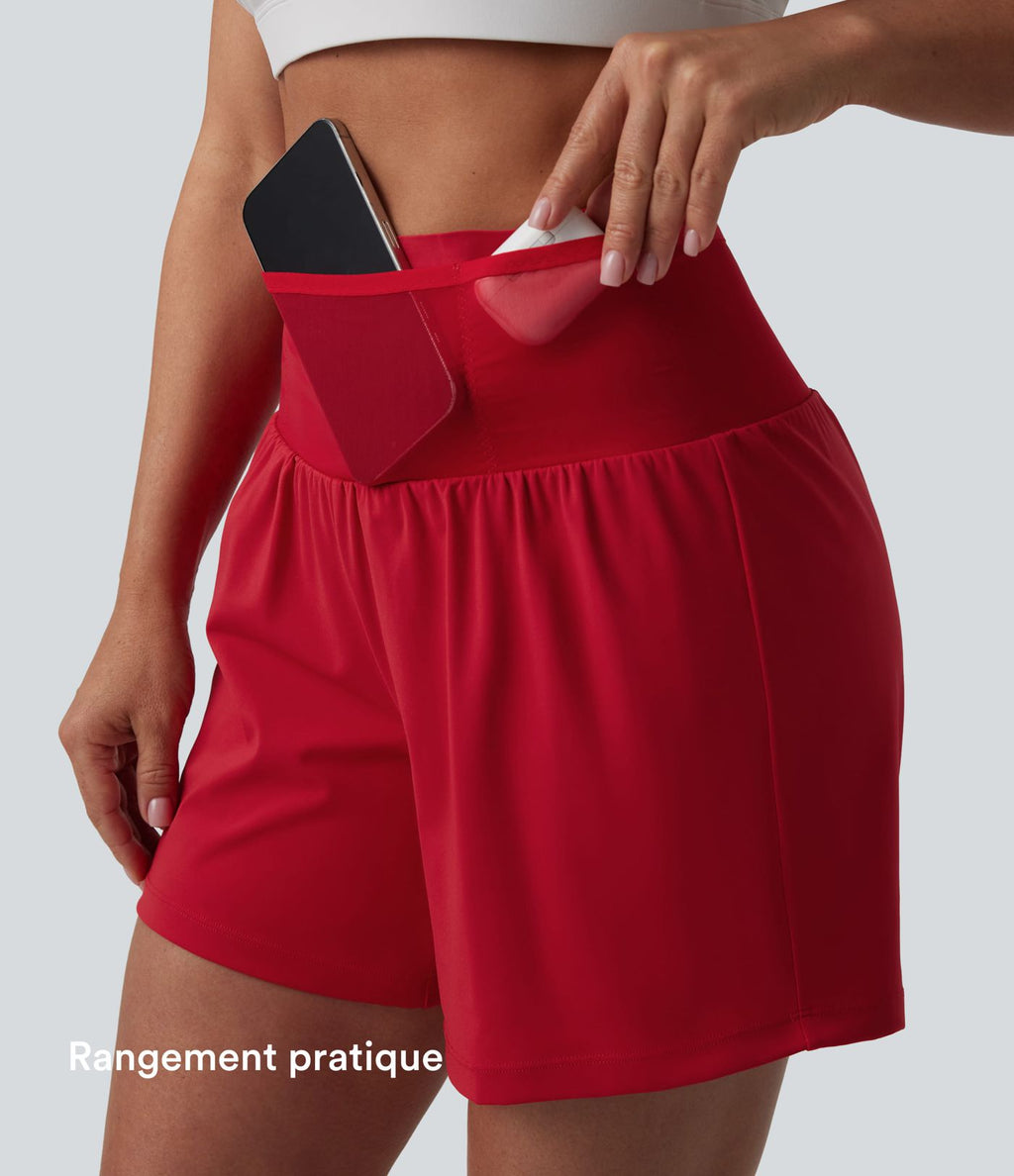 Short de yoga 2-en-1 SoftlyZero™ Airy gainant taille haute effet frais InstantCool avec poches