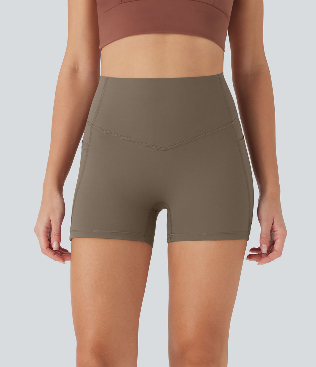 Short cycliste 7,5 cm d'entraînement gainant taille haute avec poches Halara UltraSculpt™