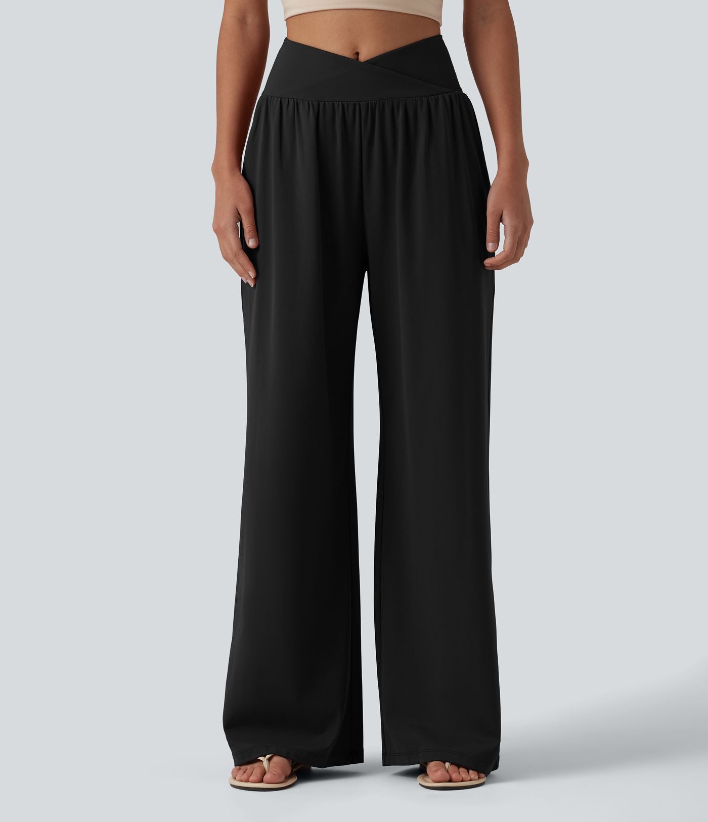 Pantalon ample décontracté SoftlyZero™ Airy taille haute croisé effet frais InstantCool avec poches