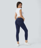 Halara Flex™ Jegging 7/8 Curvy Tricot Extensible Taille Haute avec Boutons Décoratifs et Multipoches