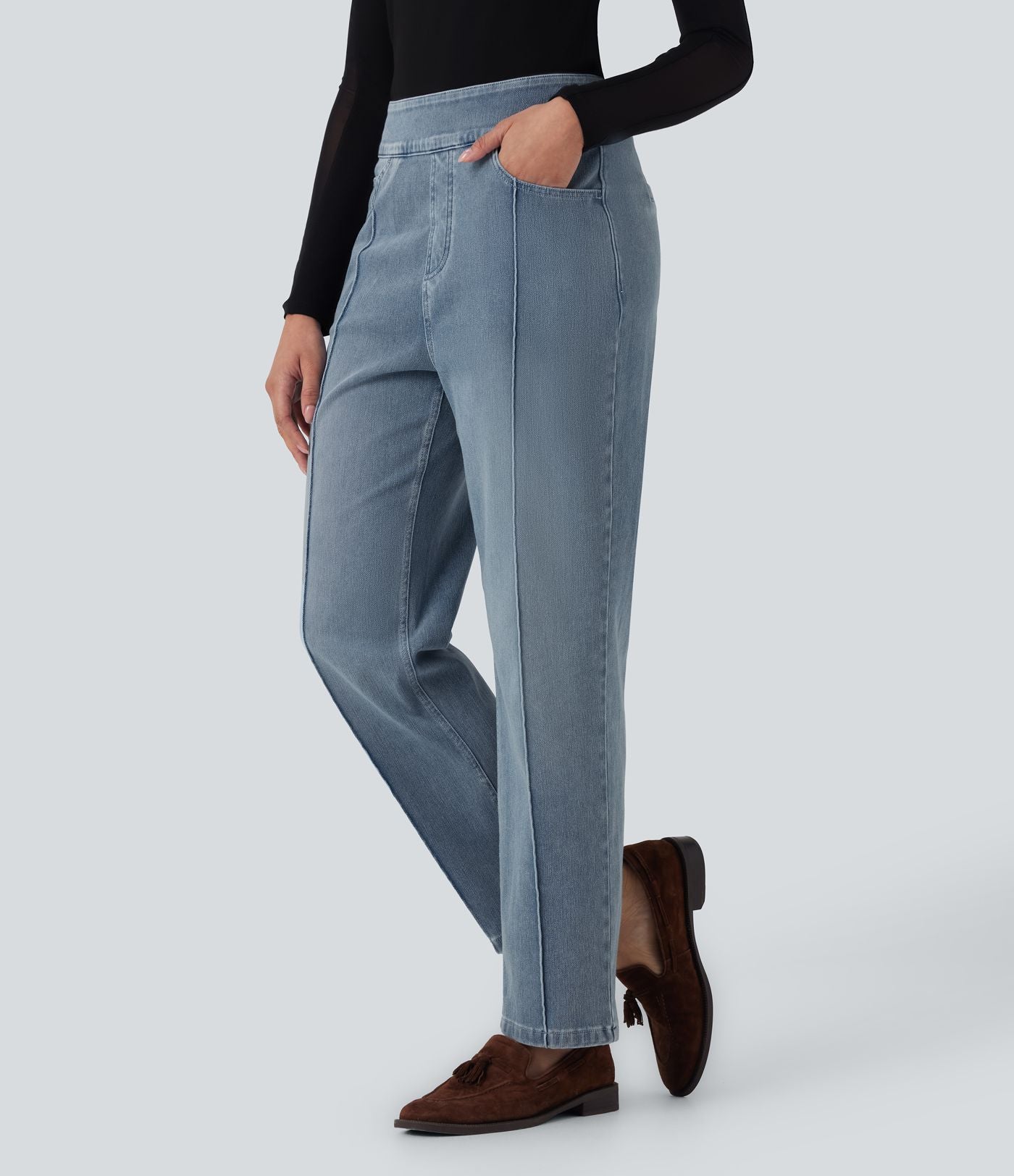 Jean casual Halara Flex™ taille haute jambe droite avec poches