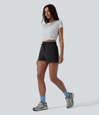 Short de running taille haute effet frais InstantCool et séchage rapide avec poches,cordon réglable, 6,5 cm, protection solaire UPF40+