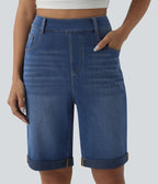 Short 7/8 tailleur Halara Flex™ denim casual ourlet roulotté taille haute avec poches